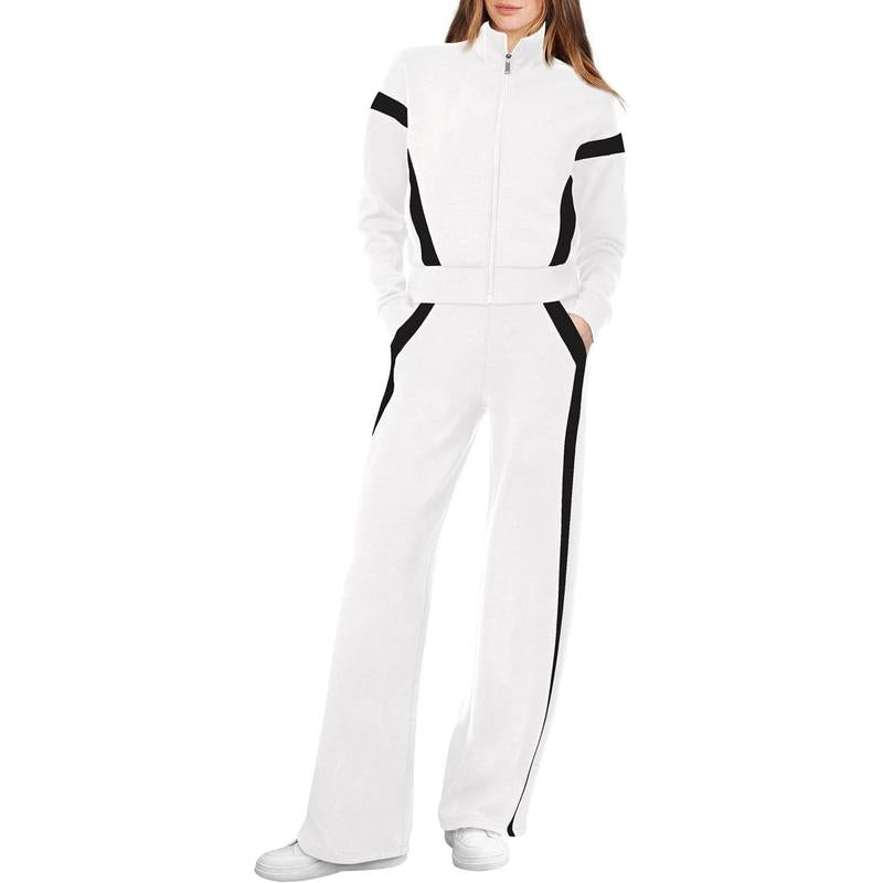 ARIANA™ – Women’s Sporty Zip Up Sweatsuit & Wide Leg Pants Set