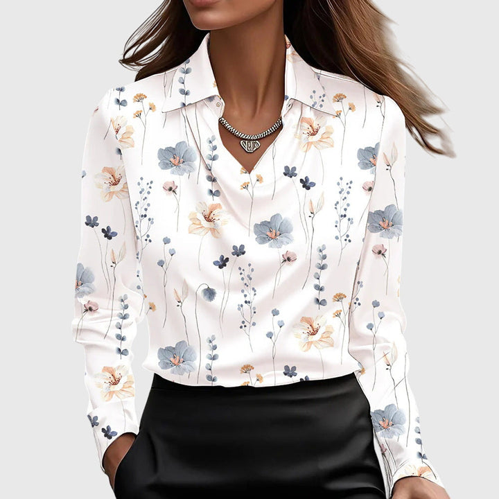 Sylvie - Luxury blouse with glitter and pleated neck
