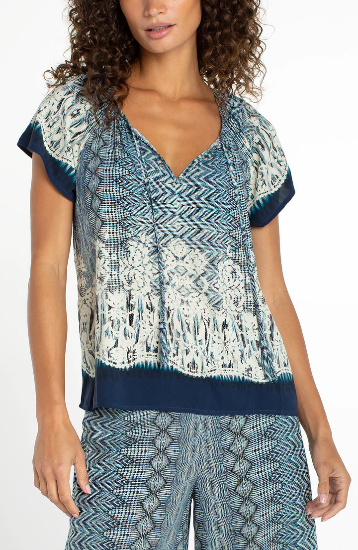 WOVEN TOP WITH FRONT TIE