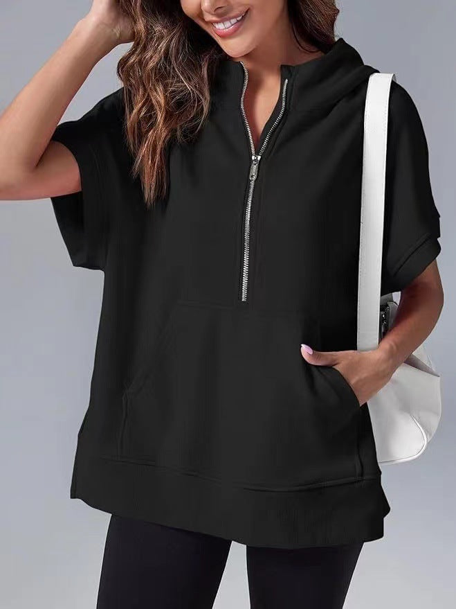 HISPER™ - Relaxed Oversized Half-Zip Summer Hoodie