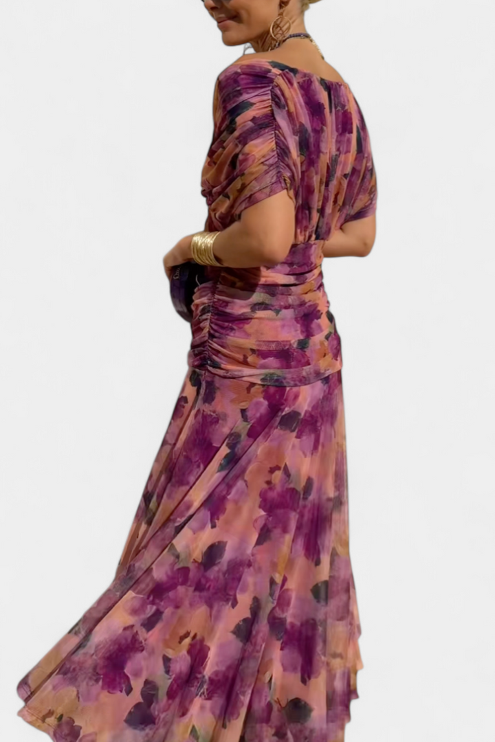 Abigail | Long Floral V-Neck Dress