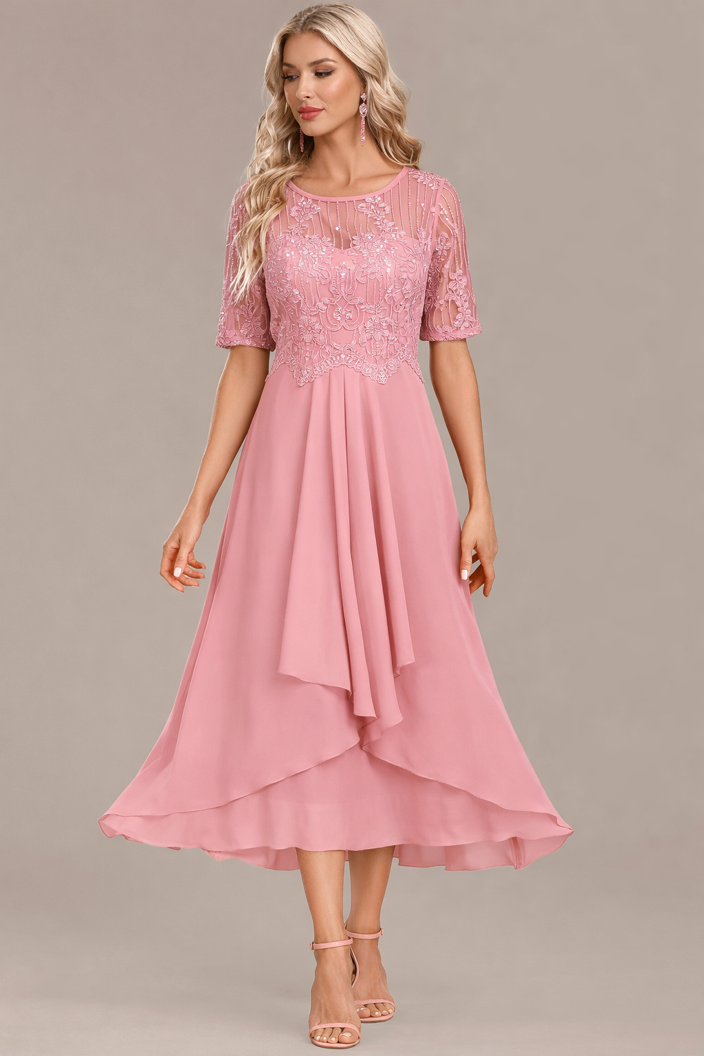 Trending Sophie Navy Lace Short Sleeve Round Neck Dress Style Upgrade
