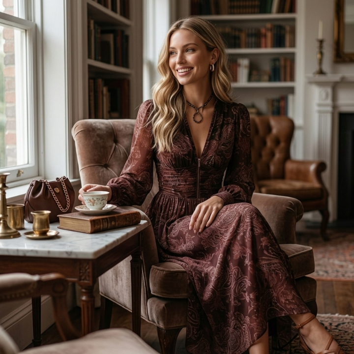 Amelia™ Paisley Zip Maxi Dress