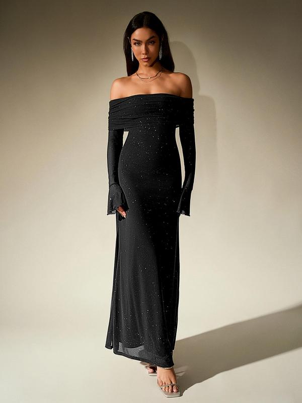 THEA™ - Off The Shoulder Ruched Sequin Bodycon Dress for Parties